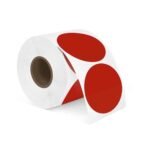 ETIQUETAS DE TRANSFERENCIA TÉRMICA DE 4CM CIRCULAR ROJO, 600 UNIDADES
